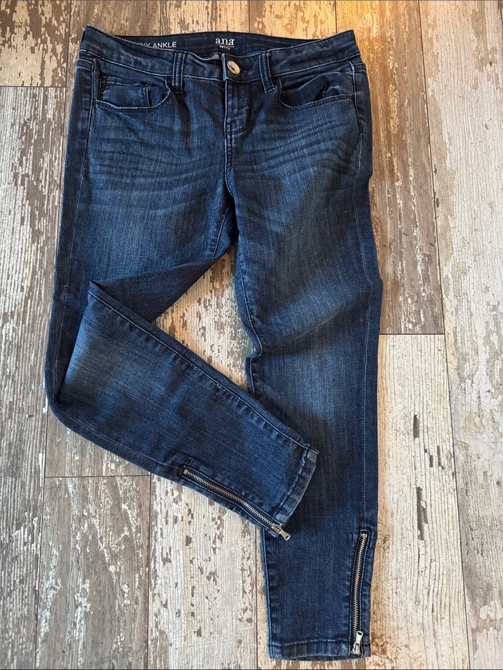 a.n.a Dark Blue Skinny Ankle Zip Jeans